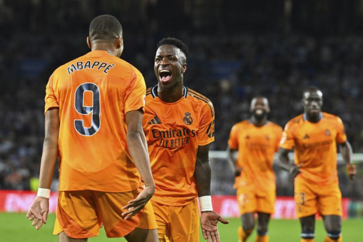 Gol Vinicius dan Mbappe Menangkan Real Madrid atas Real&nbsp;Sociedad
